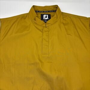 Footjoy Mens XL Mustard Brown 1/4 Zip Sleeveless Zipper Pocket Jacket